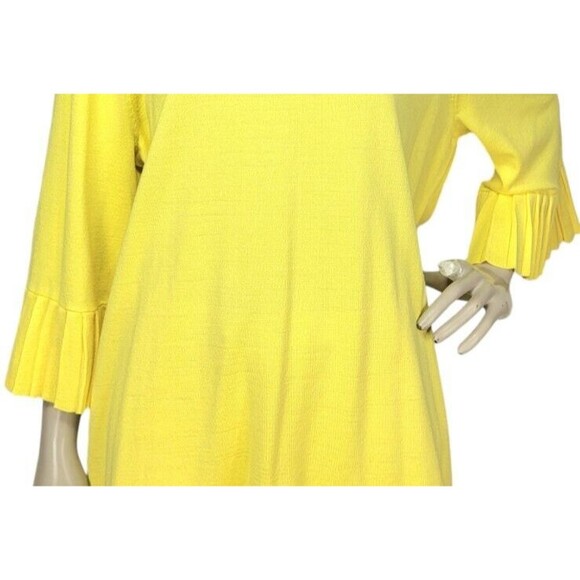 Yellow Knit Pleated Dolman Sleeve Pullover Scoop Neck Investments II Sweater 2X - Picture 5 of 9